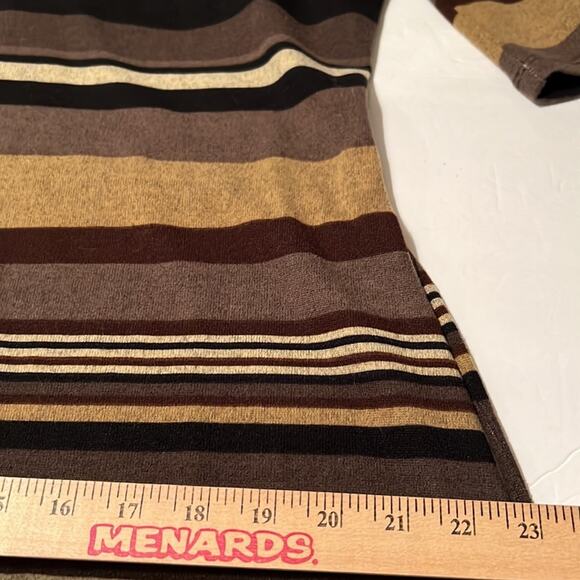 Olivia Matthews brown striped knit dress with scoop neck tie waist XL - Picture 10 of 10
